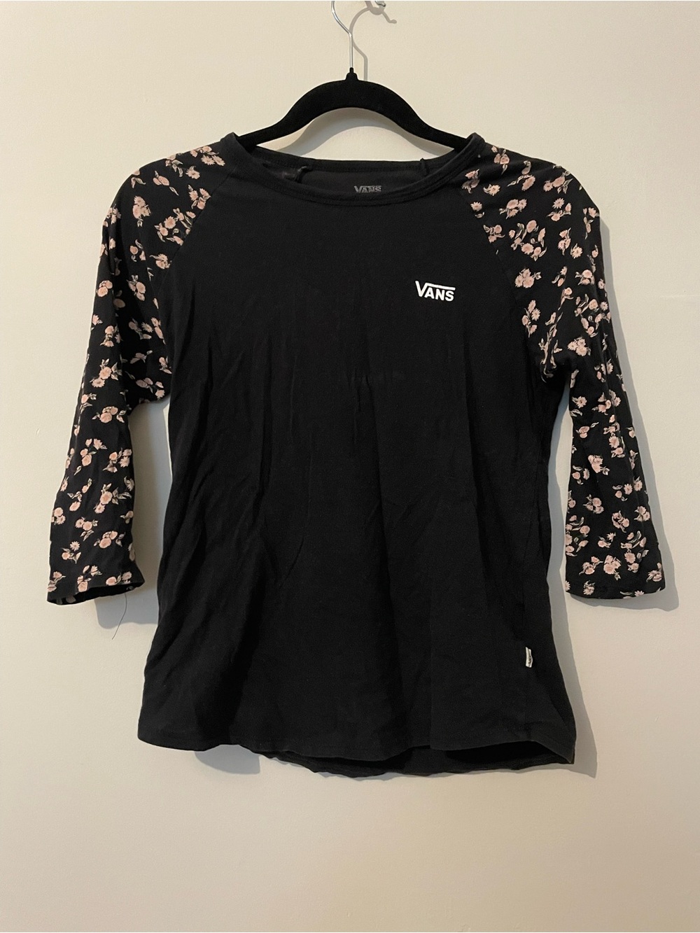 Vans Women's Black Floral Sleeve Tee